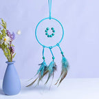 FANDOL DIY Dream Catcher Beginner Kit, Making Dream Catcher Supplies Include Metal Hoop, Feathers, Faux Suede Cord, Thread, Wood Beads (Sky Blue) - color: Sky Blue