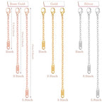 Mabor 9Pcs Necklace Extender, Jewelry Extenders for Necklaces, Rose Gold Stainless Steel Jewelry Chain Extenders for Necklace Bracelet Anklet (Gold, Silver, Rose Gold, 5.9inch/3.9inch/2inch)