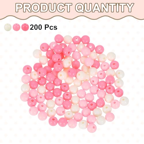 HARFINGTON 200pcs Cream Pink Acrylic Round Beads 8mm Dia 1.9mm Hole Plastic Resin Smooth Balls Loose Bead for Jewelry Making Bracelets Necklace Earrings DIY - color: Cream Pink, size: 8mm
