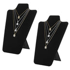 KUKUVR 2Pcs Black Velvet Necklace Bust Display Stand, Jewelry Pendants Chain Holder Stand, Necklace Display Board for Retail Vendor Booth & Selling (Large 12.2 * 7.9inch) - size: Large 12.2*7.9inch