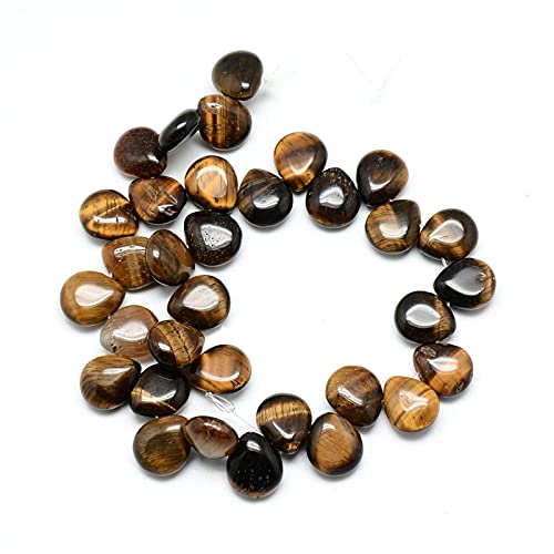 Craftdady 30pcs Teardrop Natural Tiger Eye Stone Beads Top Drilled Energy Healing Gemstone Loose Beads Polished Chakra Stone Loose Beads 12x9-10mm for DIY Jewelry Crafts - color: Tiger Eye
