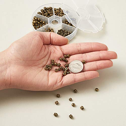 Beadthoven 360pcs 6 Style Antique Bronze Mixed Style Spacer Beads Tibetan Alloy Tube Round Barrel Column Metal Spacers for Jewelry Necklace Bracelet Making - color: Antique Bronze-Barrel-6styles