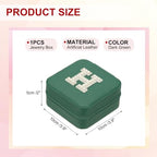 PATIKIL Travel Jewelry Case, H Initial Small Travel Jewelry Box Organizer Rings Earrings Storage Case Personalized Gifts for Women Girls Birthday Christmas Bridesmaid Gifts, Dark Green - style: H