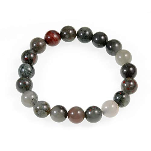 AD Beads Natural Gemstone Round Beads Stretch Bracelet Healing Reiki 10mm (Dragon Bloodstone) - color: Dragon Bloodstone