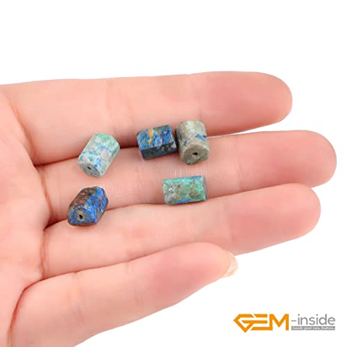 GEM-Inside 35Pcs 8x12mm Natural Blue Lapis Lazuli Chrysocolla Stone Gemstone Faceted Freeform Tube Column Chakra Beads for Jewelry Making Full 15" Strand Power Energy - color: Blue Lapis Lazuli
