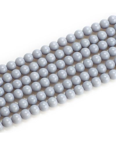8mm Glass Beads 46PCS Glass Beads for Jewelry Making Charm Round Loose Bead for Bracelet Making Kit (Gray Glass) - color: Gray Glass