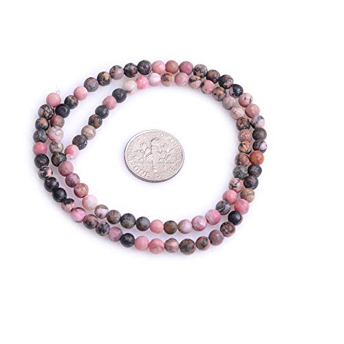 4mm Natural Stone Black Rhodonite Frosted Matte Unpolished Round Spacer Beads for Jewelry Making Strand 15 inch - color: Black Rhodonite, size: 4mm