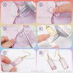 1 Box 60Pcs 20 Sets Gold Bezel Earring Blanks Earrings Wire Hooks Blanks Bezel Trays with 20Pcs 10x25mm Rectangle Glass Cabochon Settings Silicone Earring Backs for Jewelry Making DIY Dangle - style: Style 2