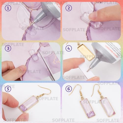 1 Box 60Pcs 20 Sets Gold Bezel Earring Blanks Earrings Wire Hooks Blanks Bezel Trays with 20Pcs 10x25mm Rectangle Glass Cabochon Settings Silicone Earring Backs for Jewelry Making DIY Dangle - style: Style 2