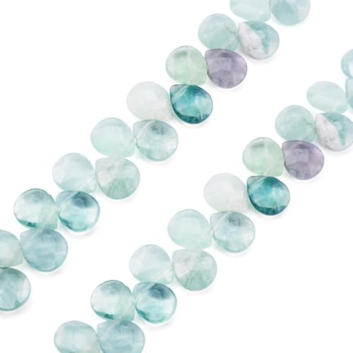 Craftdady 27pcs Faceted Teardrop Natural Fluorite Beads Top Drilled Energy Healing Crystal Gemstone Loose Beads Polished Chakra Stone Loose Beads 12x9-10mm for DIY Jewelry Crafts - color: Fluorite, 12x9-10mm