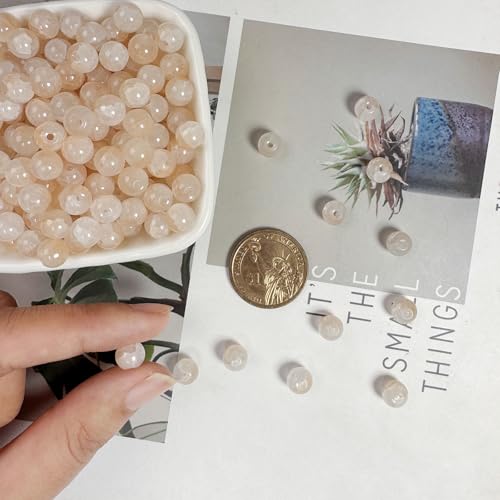 8mm Crackle Glass Beads for Jewelry Making, 700Pcs Round Crystal Beads for Bracelets, DIY Crafts (Champange Crackle) - color: Champange Crackle