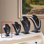 MOOCA 2 Pcs Deluxe Faux Leather Small Necklace Chain Jewelry Display Holder, Jewelry Stand, Necklaces Display Mannequin Bust Stand, 6.25”H, Black Faux Leather - color: Black Faux Leather