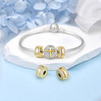 DALARAN Stopper Beads for Bracelets 925 Sterling Silver Clip Spacer Charm Bracelet Stoppers - style: Gold Clip StopCharms-Empty