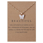 Rrdaily 9 Pcs Dainty Colorful Butterfly Pendant Necklace Set for Women,Bohemian Acrylic Butterfly Chain Necklace Cute Jewelry Gift - style: Style#B-gold card