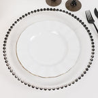 13" Charger Plates - Set of 24 - Clear/Black Round Acrylic Disposable Chargers with Beaded Rim, Ideal for Dinner Party Wedding Bulk Events - color: Clear/Black, size: 13" Charger Plate, 24 Pack