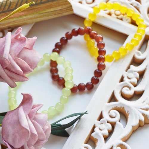 Jabrand 145pcs Glass Beads, 8mm Glass Beads for Barcelet and Jewelry Making DIY Crafts (Brown) - color: Brown