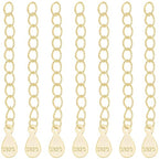 Beebeecraft 1 Box 10Pcs Necklace Chain Extender 18K Gold Plated Sterling Silver Bracelet Extension End Chains Curb Links with Teardrop Tabs S925 Stamp for Jewellery Making Findings DIY Crafts Supplies - color: Gold