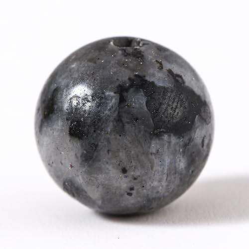 100Pcs Natural Stone 6mm Black Labradorite Round Loose Gemstone Energy Healing Beads Hole Size 1mm DIY Smooth Beads for Bracelet Necklace Earrings Jewelry Making - color: Black Labradorite, size: 6mm
