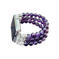 Amethyst Bracelet Compatible for Apple Watch Band 40mm/38mm/41mm Series 9 8 7 SE Series 6/5/4 Women Fashion Natural Gemstone Handmade Stretchy Watch Strap (38mm/40mm/41mm) - size: 38mm/40mm/41mm