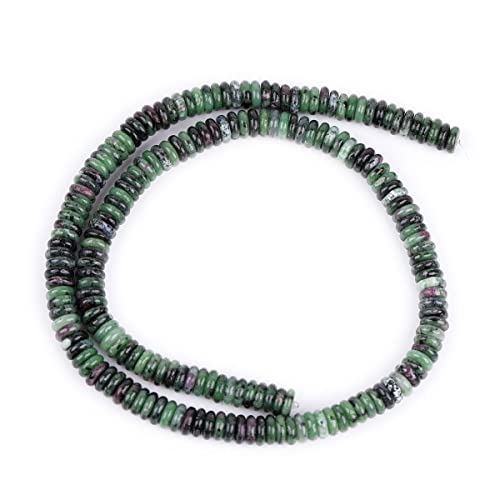 JOE FOREMAN 2x6mm Natural Green Ruby Zoisite Stone Semi-Gemstone Heishi Disc Rondelle Spacer Beads for Jewelry Making Full 15" Strand Energy Stone Healing Power - color: Green Ruby Zoisite Stone