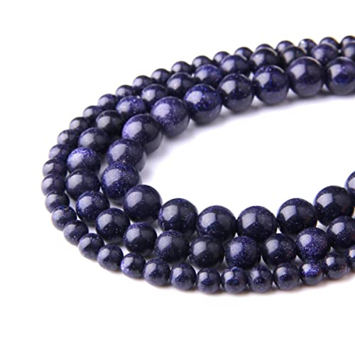 Natural Stone 6mm Bluesand Smooth Round Loose Beads Energy Gemstone DIY for Jewelry Making Bracelet Necklace 1 Strand 15" - color: Bluesand, size: 6mm