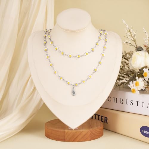 SMYHTGLIF 9.8 Feet White Daisy Chain for Jewelry Making Silver Plated Chain Bulk Roll Stainless Steel Flower Jewelry Making - color: White Silver