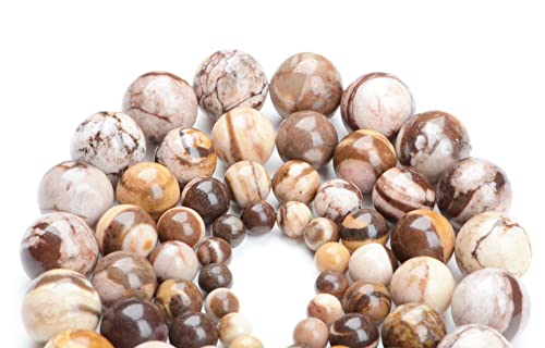 Bymitel 90 pcs Natural Genuine Real Round Loose Stone Beads Gemstone Spacers for Charm DIY Jewelry Making 15.5" per Strand 4mm (Brown Zebra, 4mm) - color: Brown Zebra, size: 4mm