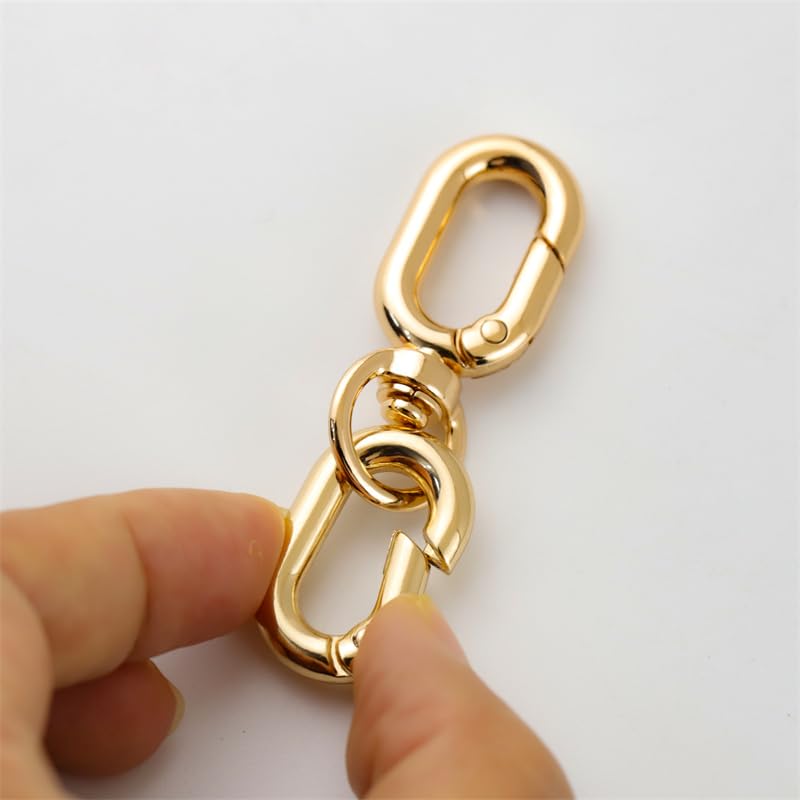 2 PCS Swivel Lobster Claw Clasp, Metal Snap Hooks, Double Opening Key Chain Clip for Bag Car Keychain Making Purse Straps - color: Gold