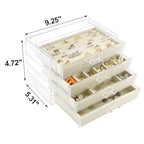 Weiai Acrylic Jewelry Organizer, Clear Jewelry Box with 4 Drawers, Jewelry Case Storage for Women (Beige) - color: Beige