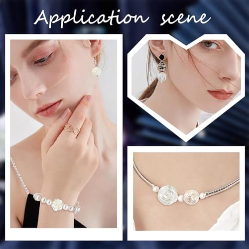 LiQunSweet 200 Pcs 4 Styles Rose Shape ABS Plastic Imitation Pearl Beads Flowers Loose Spacer Beads for DIY Jewelry Crafts Gifts - color: Rose Shape Imitation Pearl Beads_200 Pcs