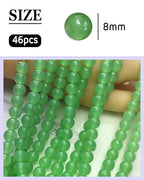 8mm Glass Beads 46PCS Glass Beads for Jewelry Making Charm Round Loose Bead for Bracelet Making Kit (Green Jade Glass) - color: Green Jade Glass