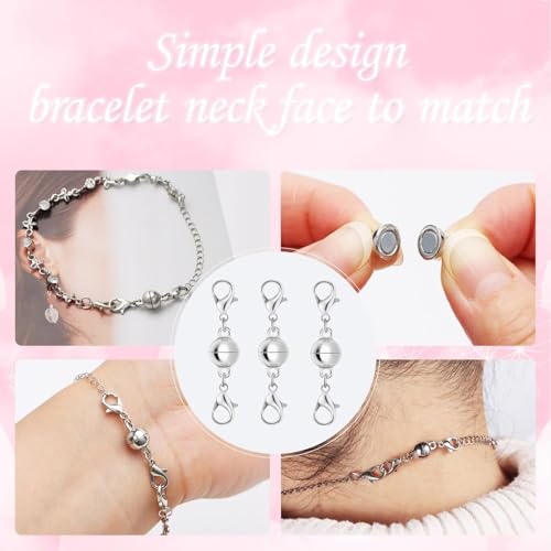 Magnetic Necklace Clasp & Extender Chain Set, 5 Styles Strong Magnetic Necklace Clasp and Closures for Jewelry Connector, Gold & Silver (10pcs) - color: 10pcs