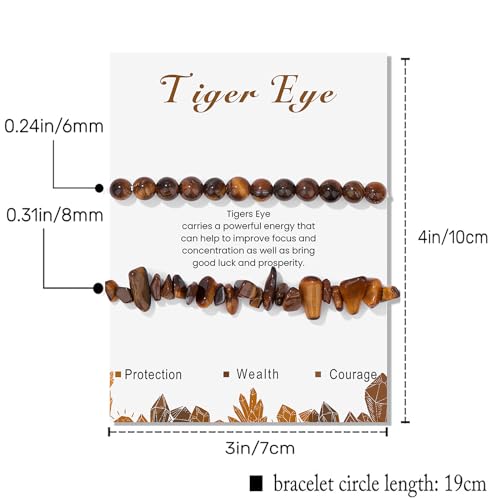 Healing Crystal Bracelets for Women 2 PCS 6mm Natural Stone Bracelet Stretch Crystal Beaded Bracelets Handmade Gemstone Bracelet Jewelry Gifts Christmas Gifts for Women Girls - style: tigers eye