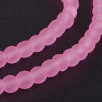 FASHEWELRY 200Pcs Transparent Frosted Glass Bead 4mm Matte Crystal Glass Loose Beads for DIY Jewelry Making (Pearl Pink) - color: Pearl Pink