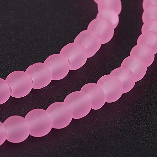 FASHEWELRY 200Pcs Transparent Frosted Glass Bead 4mm Matte Crystal Glass Loose Beads for DIY Jewelry Making (Pearl Pink) - color: Pearl Pink