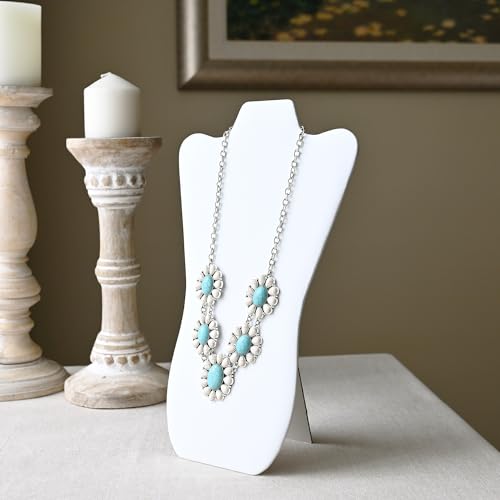 MOOCA White Faux Leather MDF Wood Jewelry and Necklace Easel Display Stand, Set of 6 - color: White Faux Leather, 6 pcs