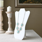 MOOCA White Faux Leather MDF Wood Jewelry and Necklace Easel Display Stand, Set of 6 - color: White Faux Leather, 6 pcs