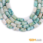 GEM-Inside 27Pcs 8x12mm Natural Blue Tianshan Jasper Stone Gemstone Faceted Freeform Tube Column Chakra Beads for Jewelry Making Full 15" Strand Power Energy Healing - color: Blue Tianshan