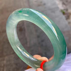 Natural Light green Jade bangle Round Bracelet for Women attract Good Luck Wealth Prosperity Feng Shui Jewelry Gift - size: 58mm