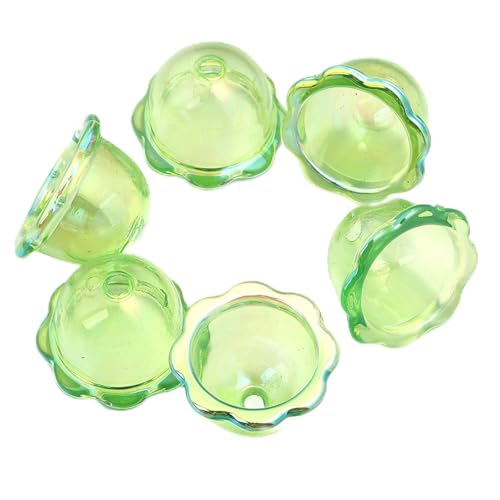 50Pcs 16 * 23mm Large Trumpet Flower Beads for Jewelry Making Acrylic Aesthetic Bell Floral Bead Caps for Cute Jellyfish Cell Phone Charms Earrings Bag Decorative Chains DIY Crafts(Green) - color: Green