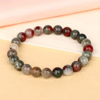 LPBeads Handmade Natural Gemstone Stretch Elastic Bracelet Healing Crystal Round Stone Beads Jewelry Gifts for Women Men - color: African Bloodstone, size: 8mm