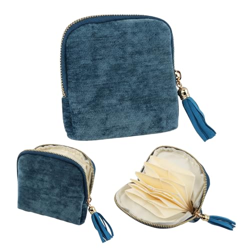 Travel Jewelry Case, Soft Velvet Organizer Pouch with 5 Compartments & Tassel Zipper, Anti-Scratch Jewelry Bag Storage Holder for Bangle Bracelets Earrings Necklace, Women Gifts - color: Light Blue
