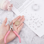 SUNNYCLUE Jewelry Pliers Making Supplies Kit Round Nose Pliers 32Feet Copper Jewelry Wire 40pcs Jump Rings 40pcs Crimp Beads & 40pcs Bead Tips for Jewelry Pliers Findings - color: Pink 4.8 Inch With Jewelry Making Supplies