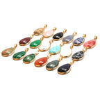 QSLLER 6pcs Natural Stone Pendants,Water Drop Shape Natural Semi-precious Stone Pendants Charms for DIY Jewelry Making Necklace Bracelet