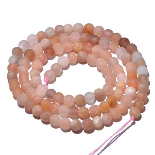 AD Beads Beautiful Natural Matte Gemstone Round Spacer Loose Beads 4-12mm (4mm, 18 Matte Sunstone) - color: 18 Matte Sunstone, size: 4mm