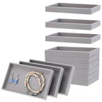 12 Pcs Small Velvet Jewelry Trays Stackable Jewelry Drawers Organizer Trays, Jewelry Storage Display Trays for Necklace Earring Ring Bracelet, Grey (8.26 x 4.92 x 0.98 Inches)