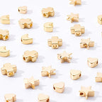 BENECREAT 40PCS 18K Gold Plated Moon Star Spacer Beads Heart Brass Beads for Bracelet Necklace DIY Jewelry Making - 10PCS/Shape - color: Heart Moon Cross Star