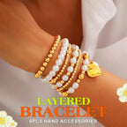 JEWEKY Easter Heishi Bracelets Gold Beaded Polymer Clay Bunny Pendant Bracelet Jewelry Accessories - color: R1
