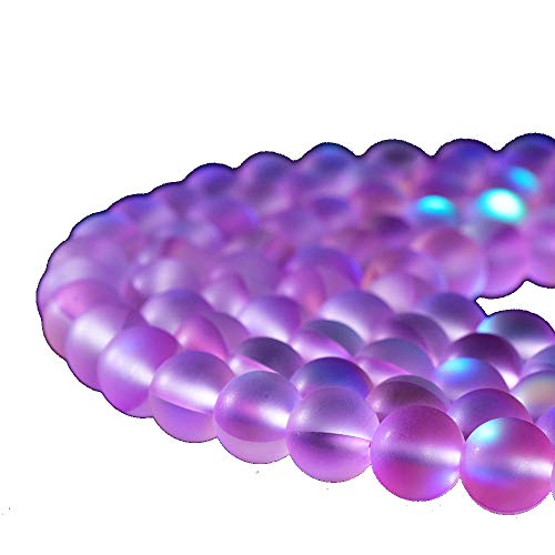 60PCS 6mm Natural Light Purple Mystic Aura Quartz Gemstone Frosted Matte Titanium Round Loose Spacer Beads 15 inch Full Strand Crystal Healing Power Quartz - color: Light Purple Mystic Aura, size: 6mm