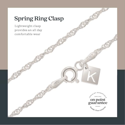 KEZEF 18k Gold Plated 925 Sterling Silver Unisex 14"-36" Singapore Chain Necklace - color: Sterling Silver, size: 22 Inch